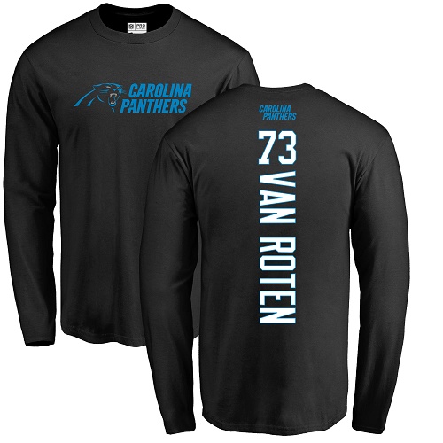 Carolina Panthers Men Black Greg Van Roten Backer NFL Football #73 Long Sleeve T Shirt